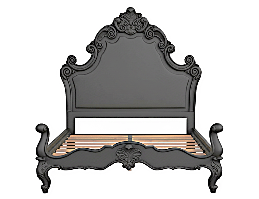 Regal Hand - Carved Solid Wooden Platform Bed Frame – handcrafted solid wood furniture