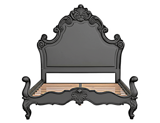 Regal Hand - Carved Solid Wooden Platform Bed Frame – handcrafted solid wood furniture