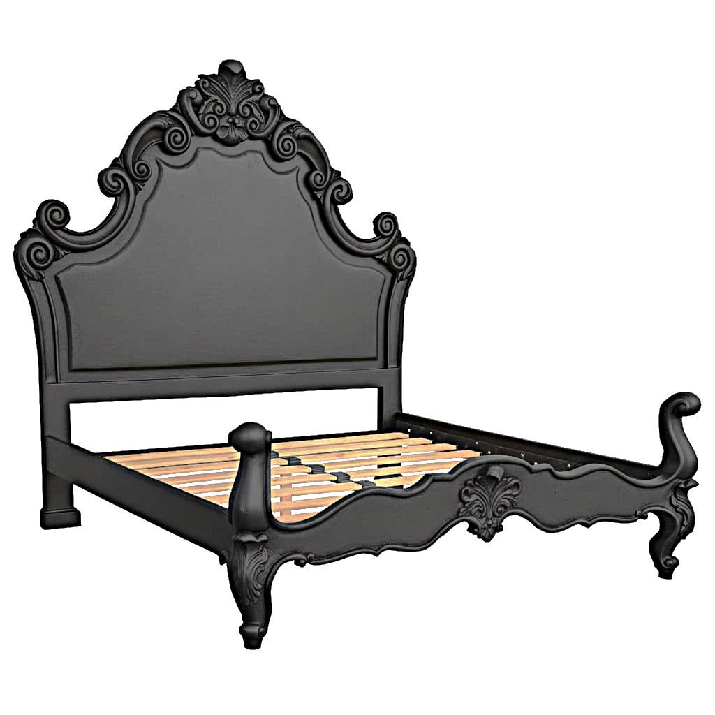 Regal Hand - Carved Solid Wooden Platform Bed Frame – handcrafted solid wood furniture