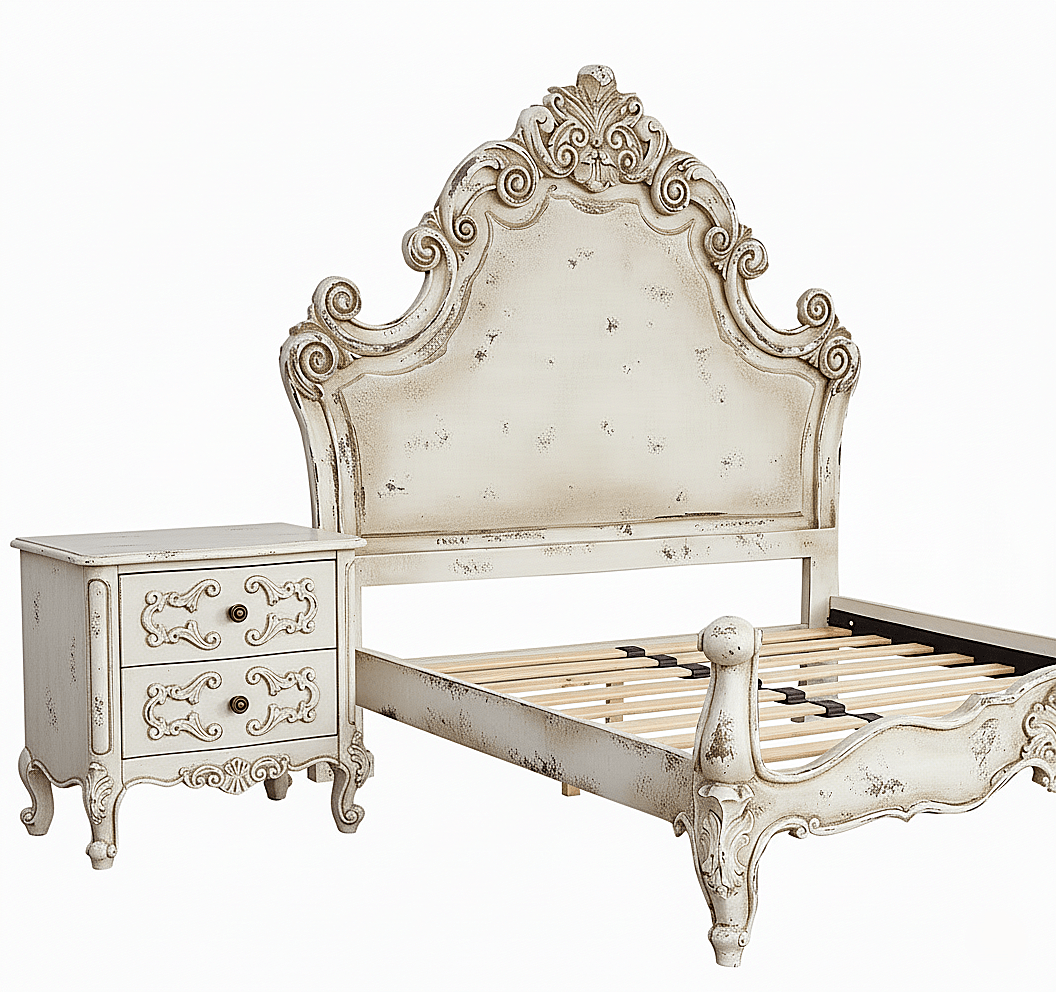 Regal Hand - Carved Solid Wooden Platform Bed Frame – handcrafted solid wood furniture