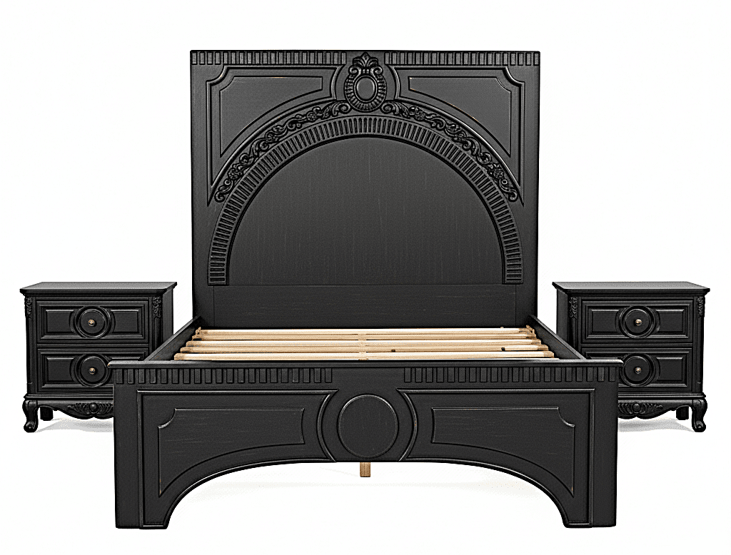 Regalia Gothic Hand - Carved Solid Wood Platform Bed & Bedroom Collection – handcrafted solid wood furniture