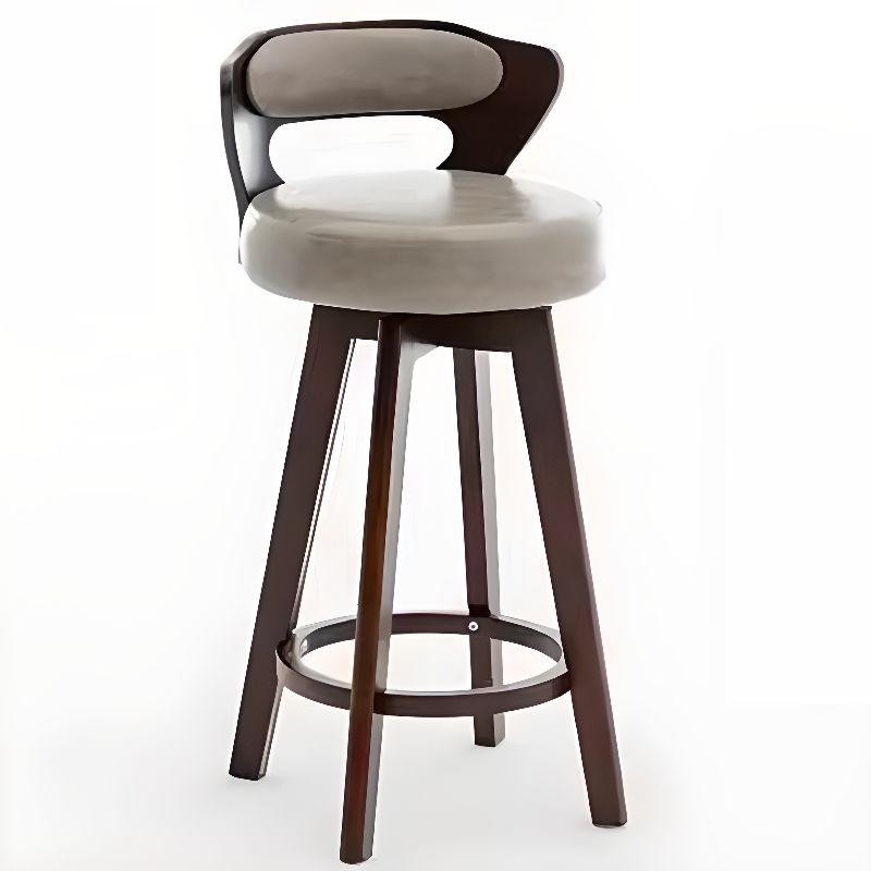 Relaxed Crimson Leather Round Bistro Stool – handcrafted solid wood furniture