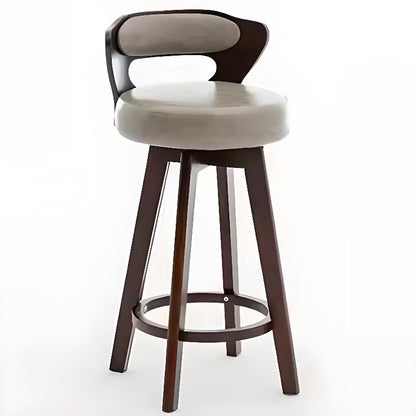 Relaxed Crimson Leather Round Bistro Stool – handcrafted solid wood furniture