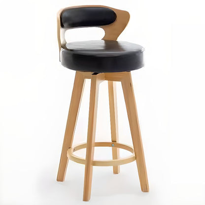 Relaxed Crimson Leather Round Bistro Stool – handcrafted solid wood furniture