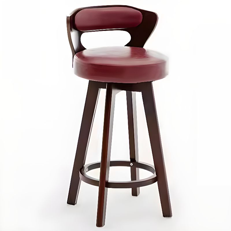 Relaxed Crimson Leather Round Bistro Stool - HF Commercial Furniture