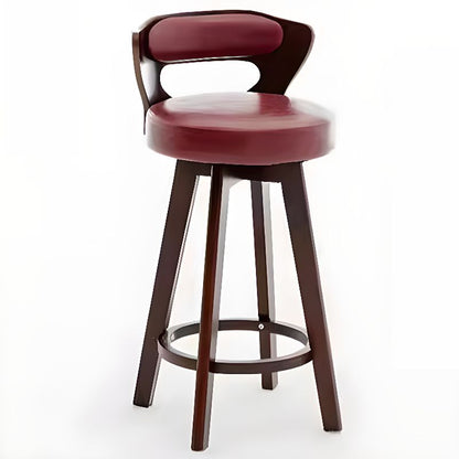 Relaxed Crimson Leather Round Bistro Stool - HF Commercial Furniture