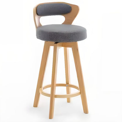 Relaxed Crimson Leather Round Bistro Stool – handcrafted solid wood furniture