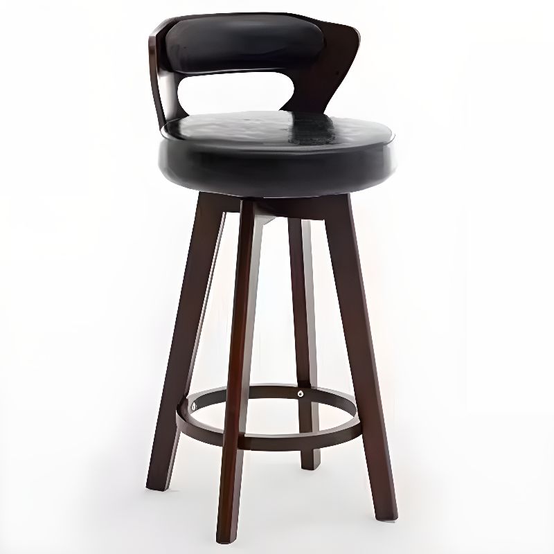 Relaxed Crimson Leather Round Bistro Stool by R-Designs Furniture – handcrafted solid wood furniture made in India