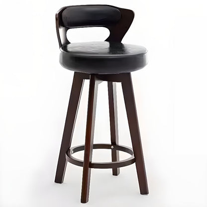 Relaxed Crimson Leather Round Bistro Stool by R-Designs Furniture – handcrafted solid wood furniture made in India