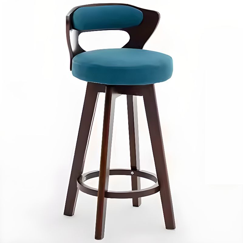 Relaxed Crimson Leather Round Bistro Stool – handcrafted solid wood furniture