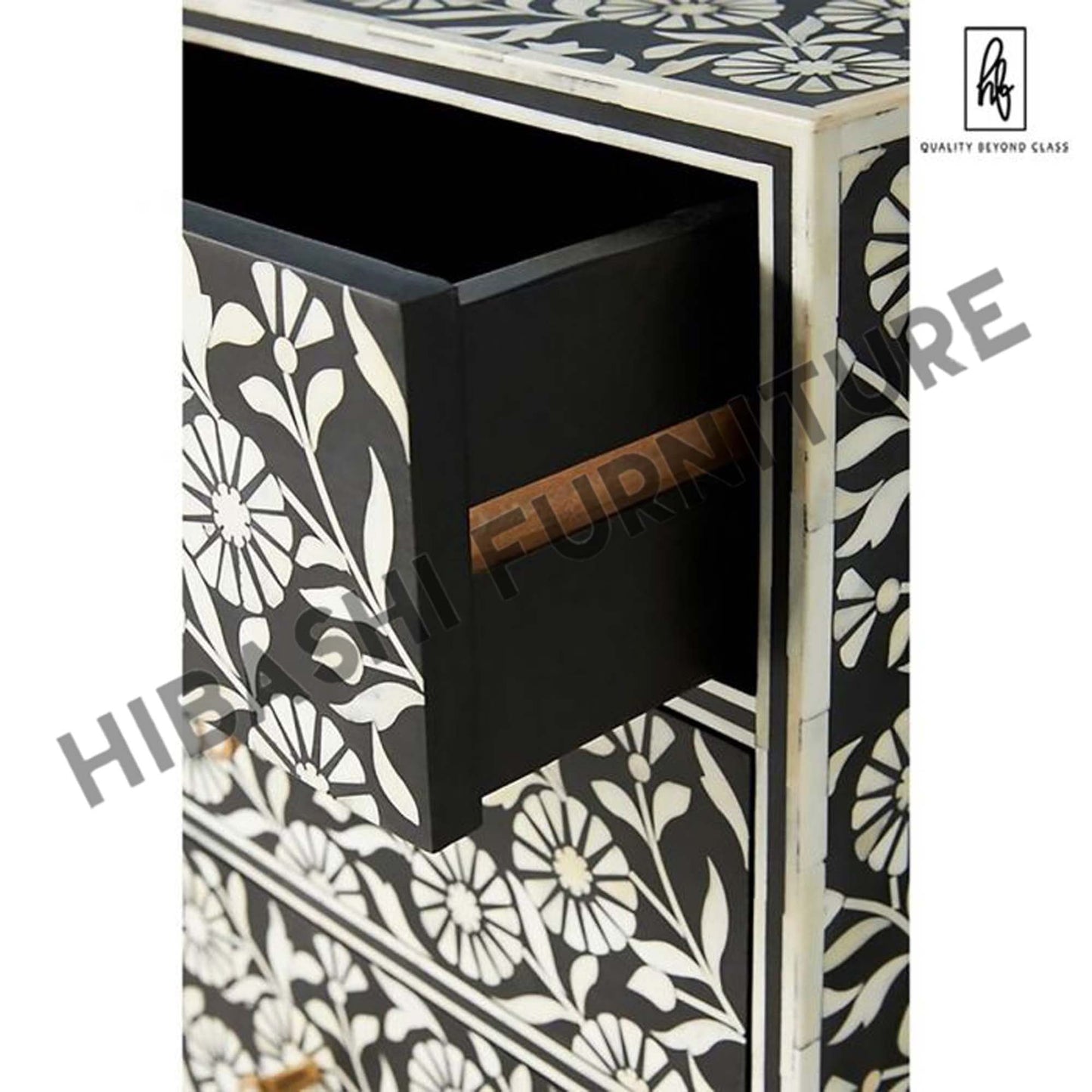 Riffa Bone Inlay Sun Flora Design 3 Drawers Handmade Entryway Table – handcrafted solid wood furniture