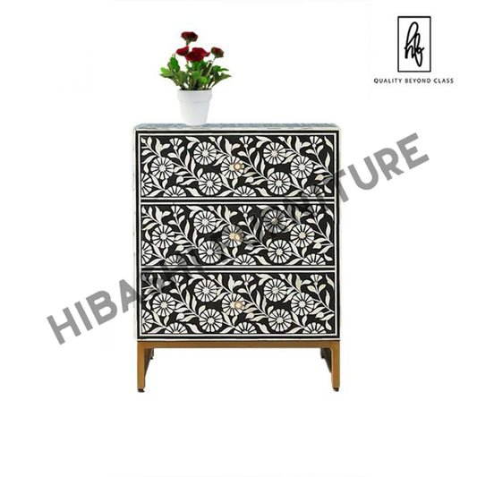 Riffa Bone Inlay Sun Flora Design 3 Drawers Handmade Entryway Table – handcrafted solid wood furniture