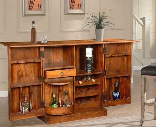 Rinish Solid Wooden Expandable Bar Cabinet - Indoor / Outdoor – handcrafted solid wood furniture