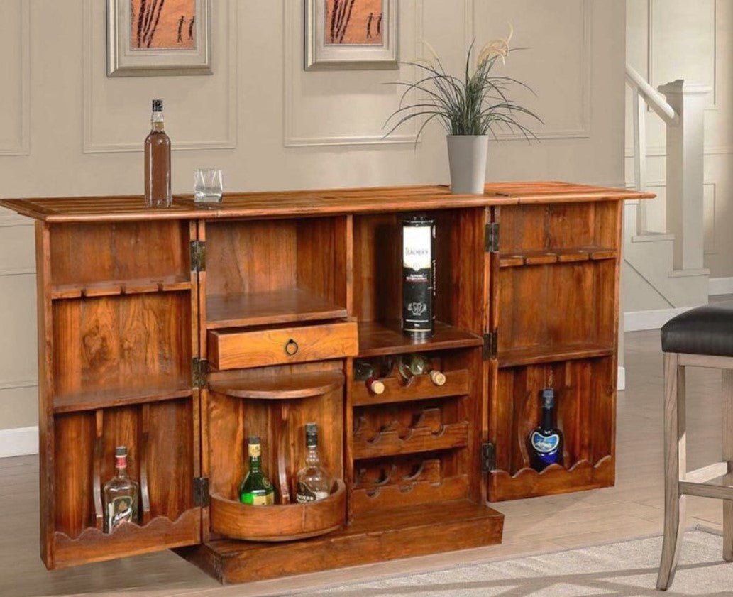 Rinish Solid Wooden Expandable Bar Cabinet - Indoor / Outdoor – handcrafted solid wood furniture