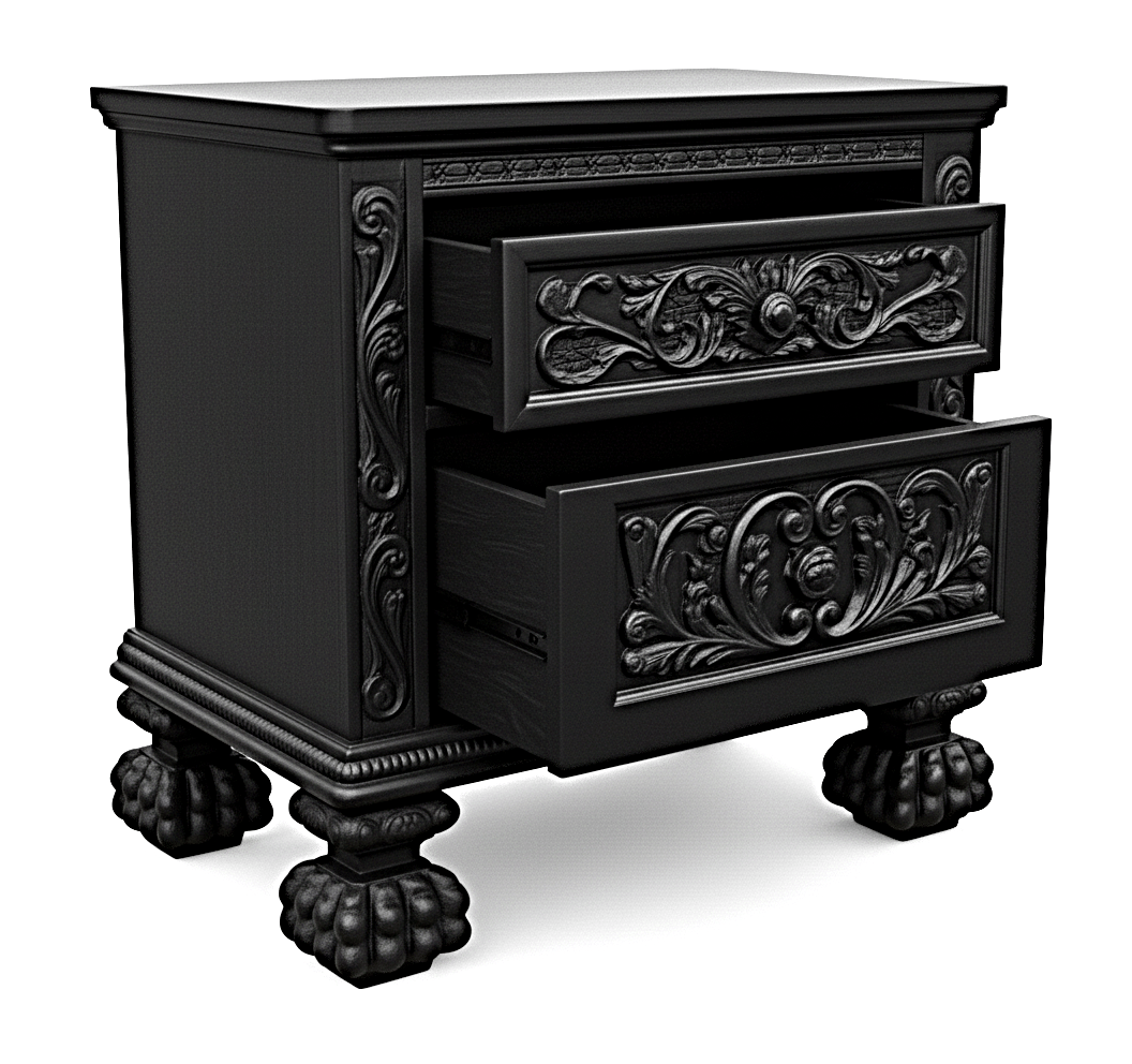 Roar Lion Head Carved Solid Wooden Hand Carved Gothic Platform Bed – handcrafted solid wood furniture