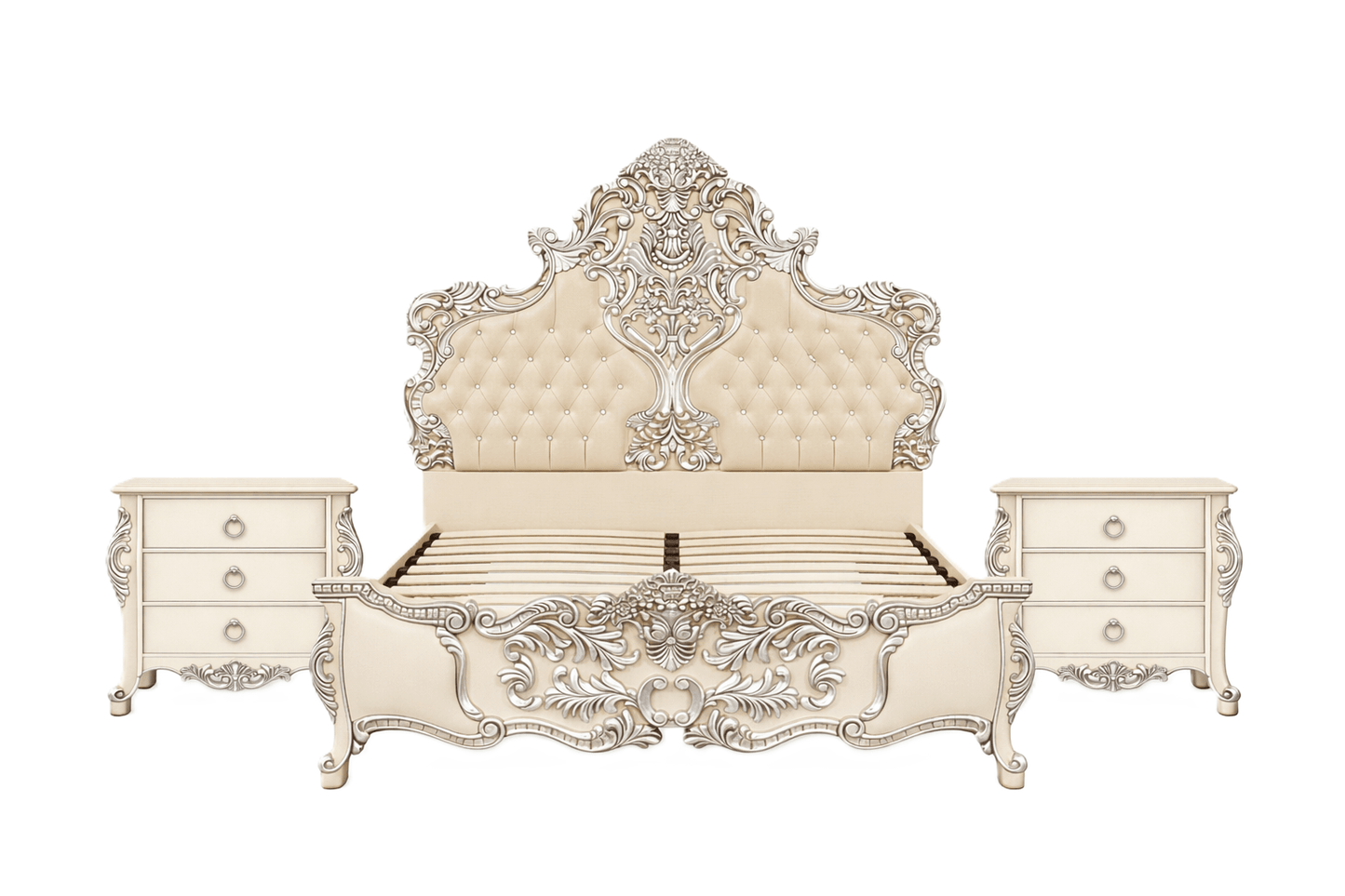 Royal Imperium™ Baroque Hand - Carved Platform Bed & Luxury Bedroom Collection – handcrafted solid wood furniture