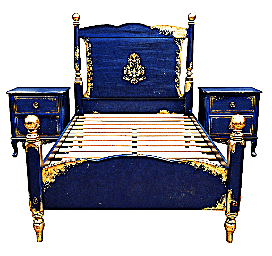 Royal Mirage Hand - Carved Solid Wood Golden Accent Platform Bedframe – handcrafted solid wood furniture