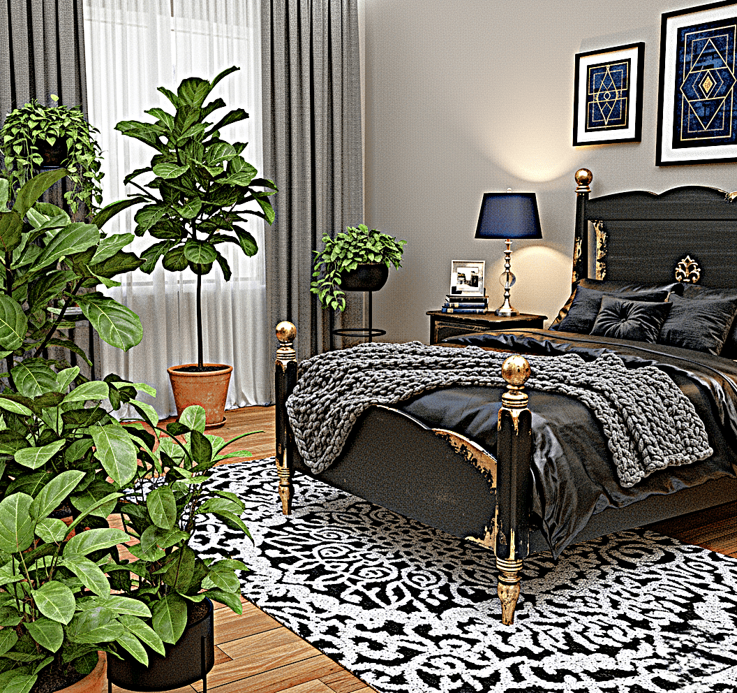 Royal Mirage Hand - Carved Solid Wood Golden Accent Platform Bedframe – handcrafted solid wood furniture