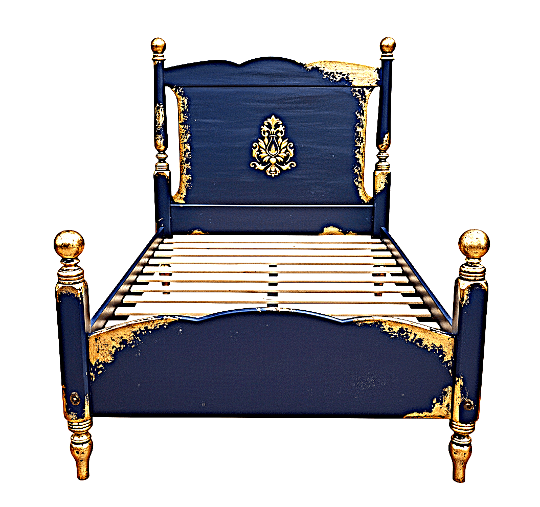 Royal Mirage Hand - Carved Solid Wood Golden Accent Platform Bedframe – handcrafted solid wood furniture