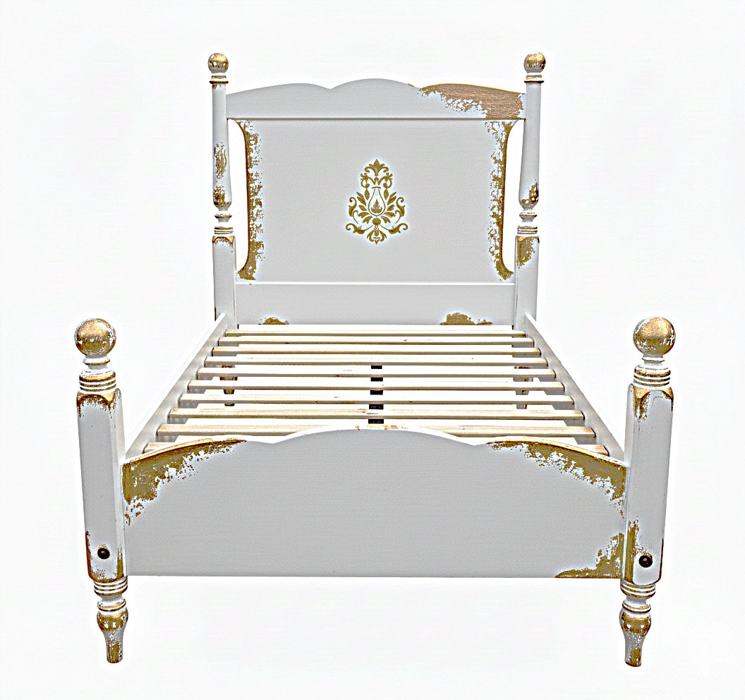 Royal Mirage Hand - Carved Solid Wood Golden Accent Platform Bedframe – handcrafted solid wood furniture
