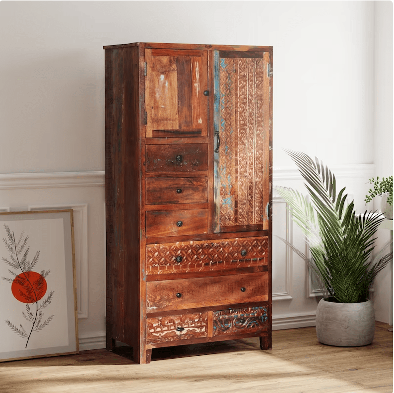 Rustic Solid Wood Reclaimed Wardrobe Armoire – handcrafted solid wood furniture