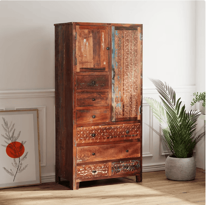 Rustic Solid Wood Reclaimed Wardrobe Armoire – handcrafted solid wood furniture