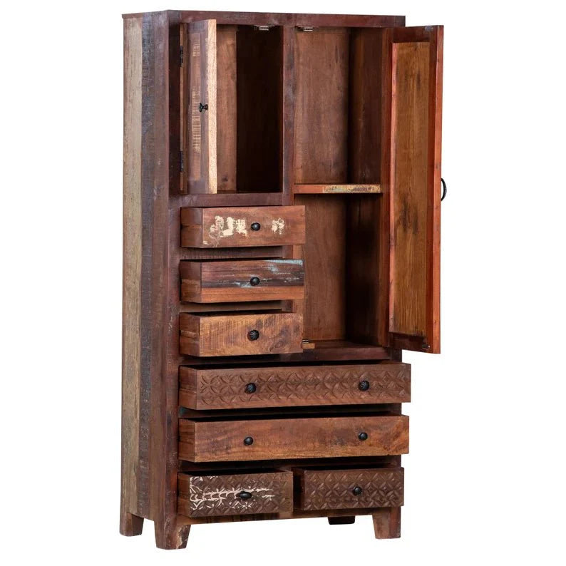 Rustic Solid Wooden Reclaimed Wardrobe Armoire by R-Designs Furniture – handcrafted solid wood furniture made in India