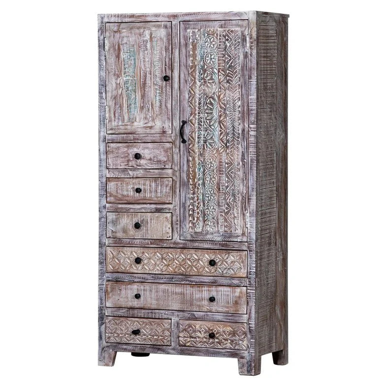 Rustic Solid Wooden Reclaimed Wardrobe Armoire by R-Designs Furniture – handcrafted solid wood furniture made in India