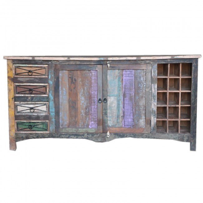 RUSTICA MULTICOLORED WOODEN SIDEBOARD – handcrafted solid wood furniture