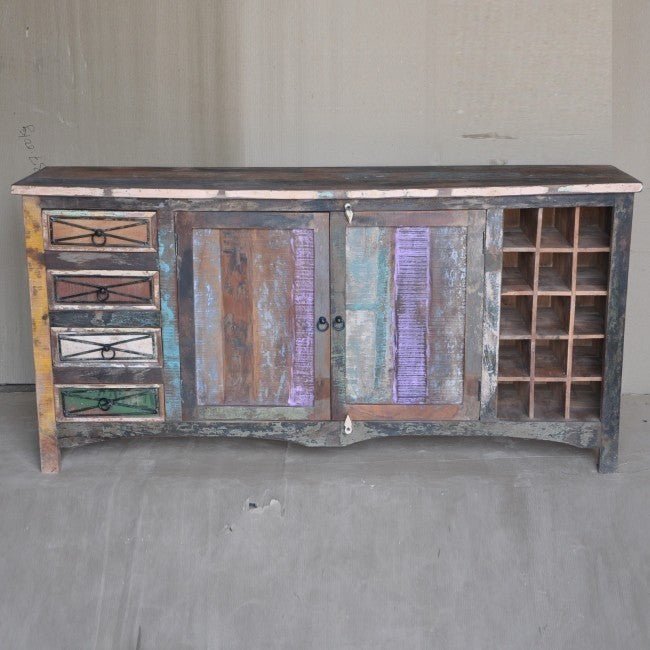 RUSTICA MULTICOLORED WOODEN SIDEBOARD – handcrafted solid wood furniture