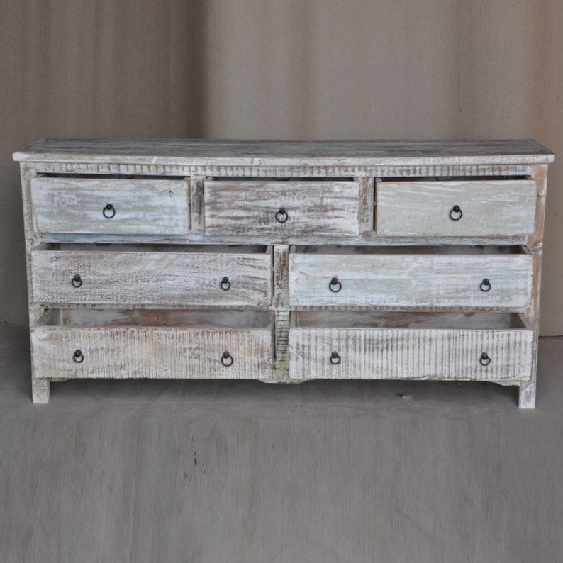 Rustica Reclaimed Chest of 7 Drawers White – handcrafted solid wood furniture