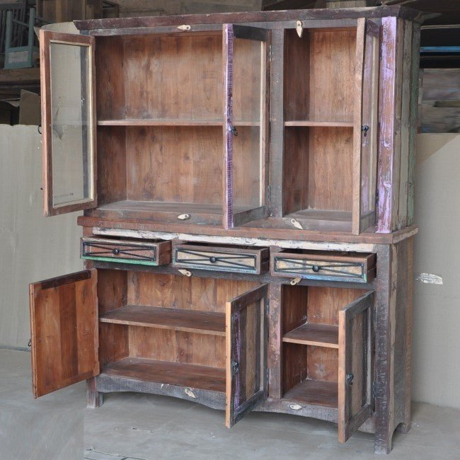 Rustica Reclaimed Library Bookcase Large Multicolor – handcrafted solid wood furniture