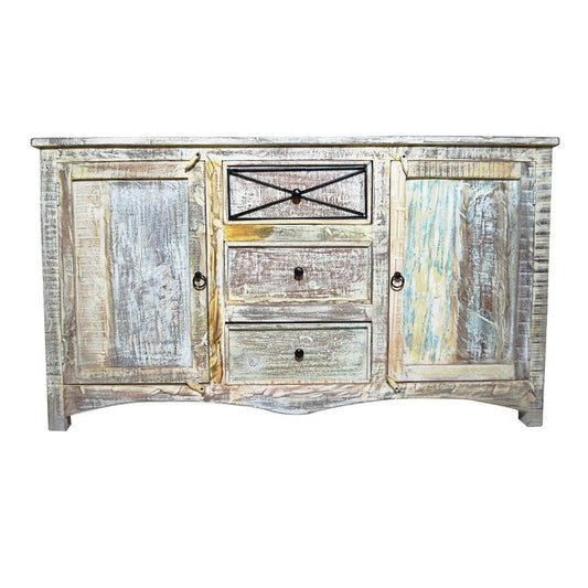 RUSTICA TIMBER SIDEBOARD - White wash - 160 - 45 - 90 – handcrafted solid wood furniture