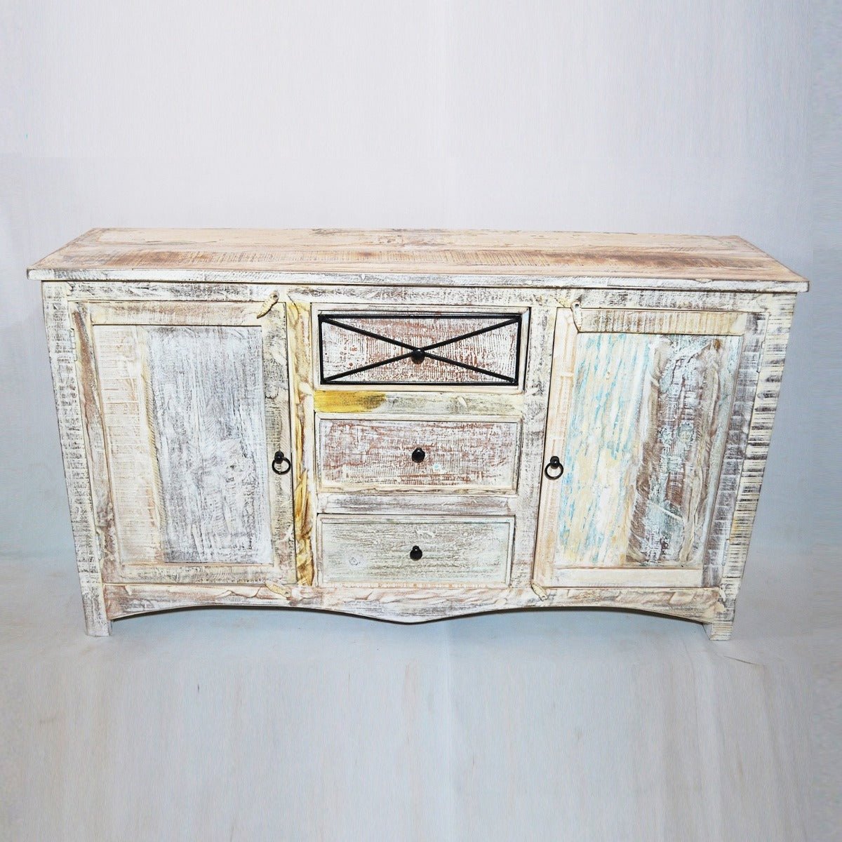 RUSTICA TIMBER SIDEBOARD - White wash - 160 - 45 - 90 – handcrafted solid wood furniture