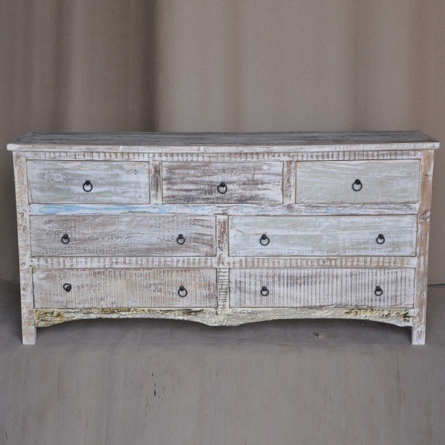 RUSTICA WHITE CHEST OF 7 DRAWERS – handcrafted solid wood furniture