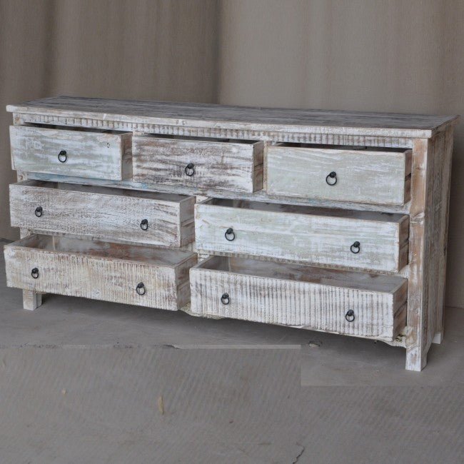 RUSTICA WHITE CHEST OF 7 DRAWERS – handcrafted solid wood furniture