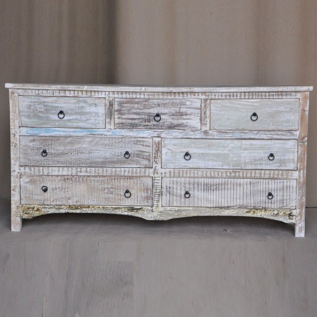RUSTICA WHITE CHEST OF 7 DRAWERS – handcrafted solid wood furniture