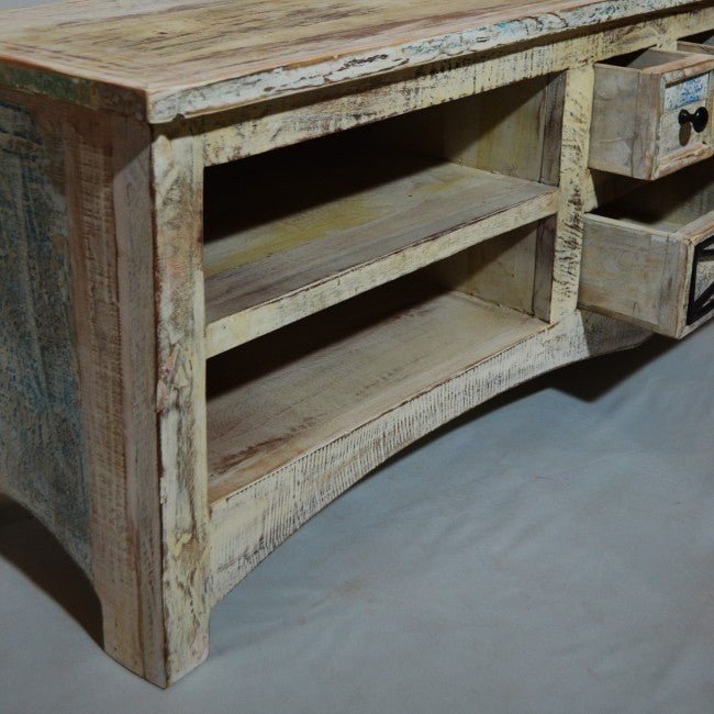 RUSTICA WHITE TV UNIT LARGE – handcrafted solid wood furniture