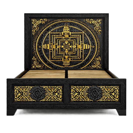 Sacred Mandala™ Luxury Hand - Carved Solid Wood Platform Bed & Bedroom Collection – handcrafted solid wood furniture