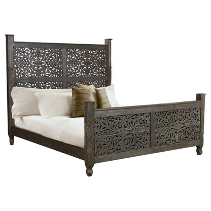 Sasha - Hand Carved Indian Solid Wooden Bed Frame – handcrafted solid wood furniture