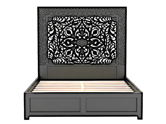 Shah Hand carved Solid Wooden Platform Bedframe / Bedroom Set – handcrafted solid wood furniture