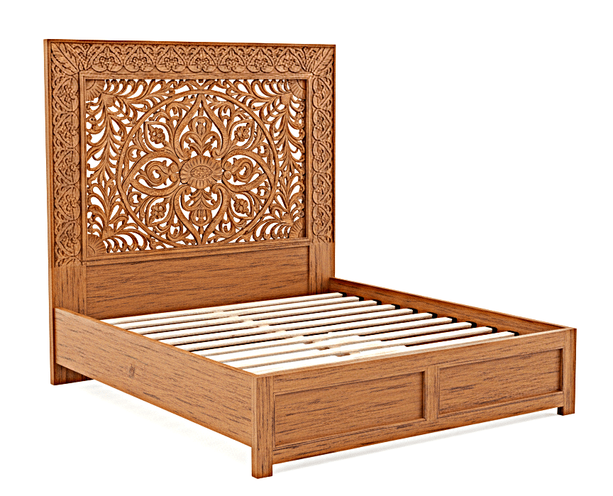Shah Hand carved Solid Wooden Platform Bedframe / Bedroom Set – handcrafted solid wood furniture
