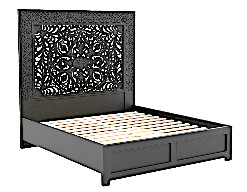 Shah Hand carved Solid Wooden Platform Bedframe / Bedroom Set – handcrafted solid wood furniture