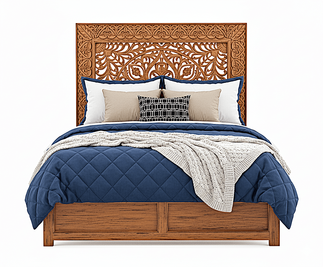 Shah Hand carved Solid Wooden Platform Bedframe / Bedroom Set – handcrafted solid wood furniture