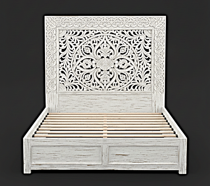 Shah Hand-carved Solid Wooden Platform Bedframe/Bedroom Set – handcrafted solid wood furniture