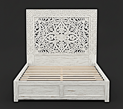 Shah Hand-carved Solid Wooden Platform Bedframe/Bedroom Set – handcrafted solid wood furniture