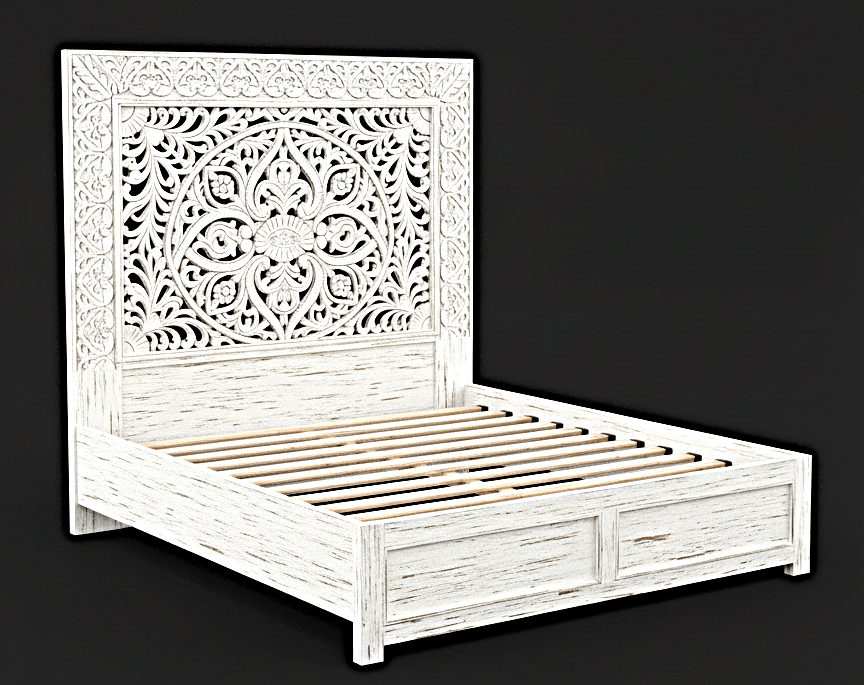 Shah Hand carved Solid Wooden Platform Bedframe / Bedroom Set – handcrafted solid wood furniture