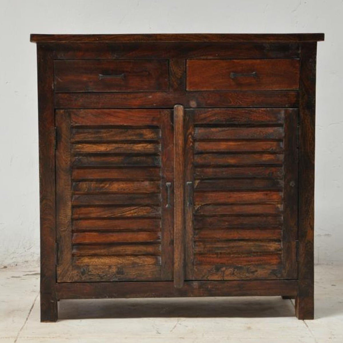 SHUTTER SIDEBOARD CABINET OF 2 DRAWERS - Chocolate - 110 - 100 - 40 – handcrafted solid wood furniture