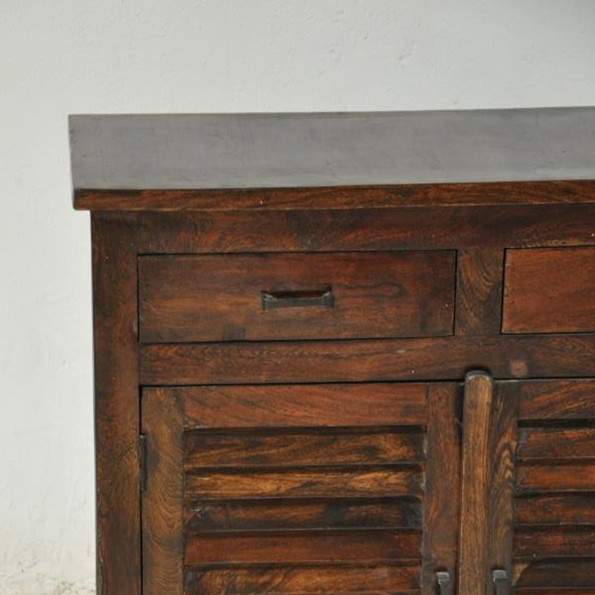 SHUTTER SIDEBOARD CABINET OF 2 DRAWERS - Chocolate - 110 - 100 - 40 – handcrafted solid wood furniture
