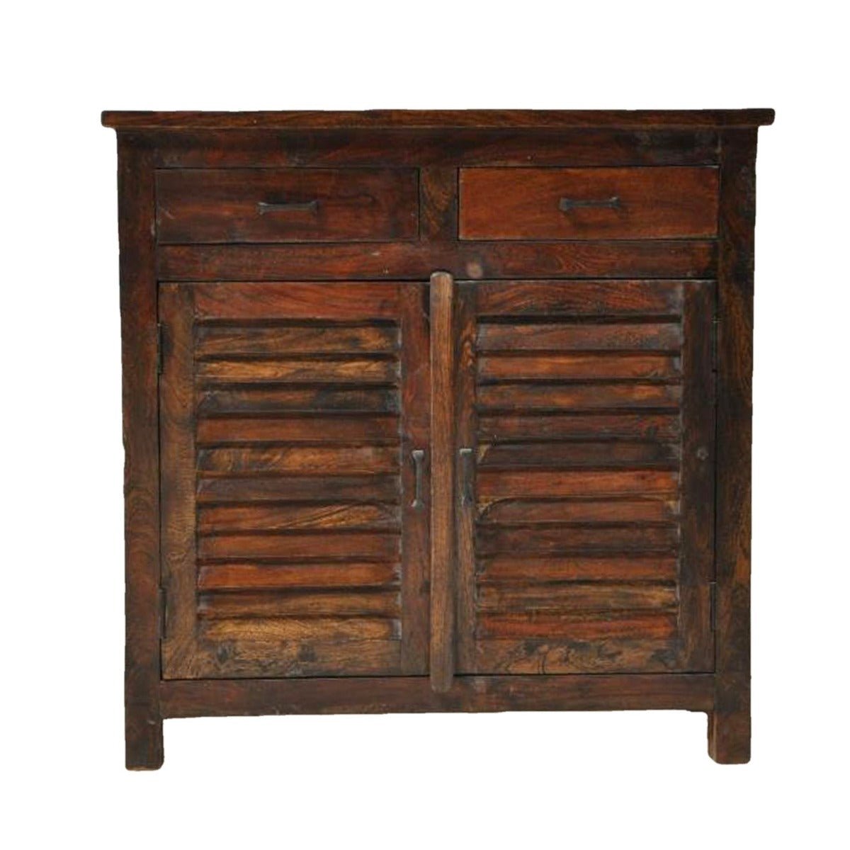 SHUTTER SIDEBOARD CABINET OF 2 DRAWERS - Chocolate - 110 - 100 - 40 – handcrafted solid wood furniture